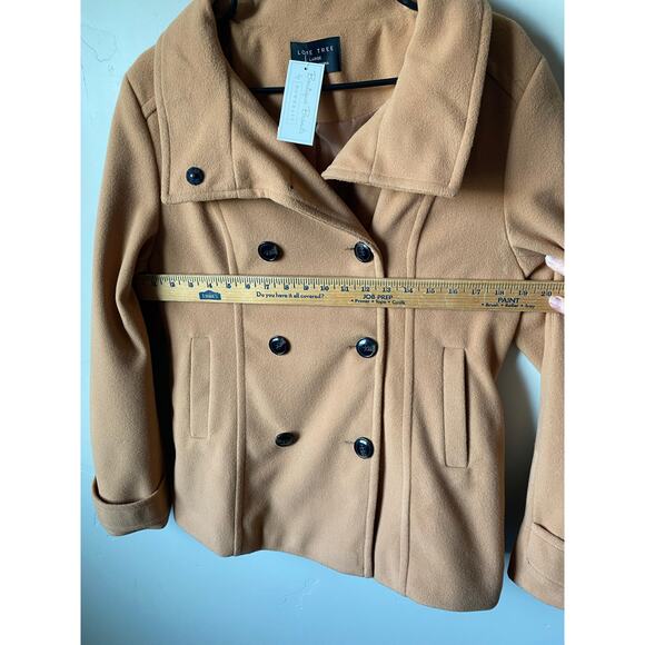 NWT Love Tree Camel Colored Double Breasted Pea Coat- Size Large - Picture 11 of 15